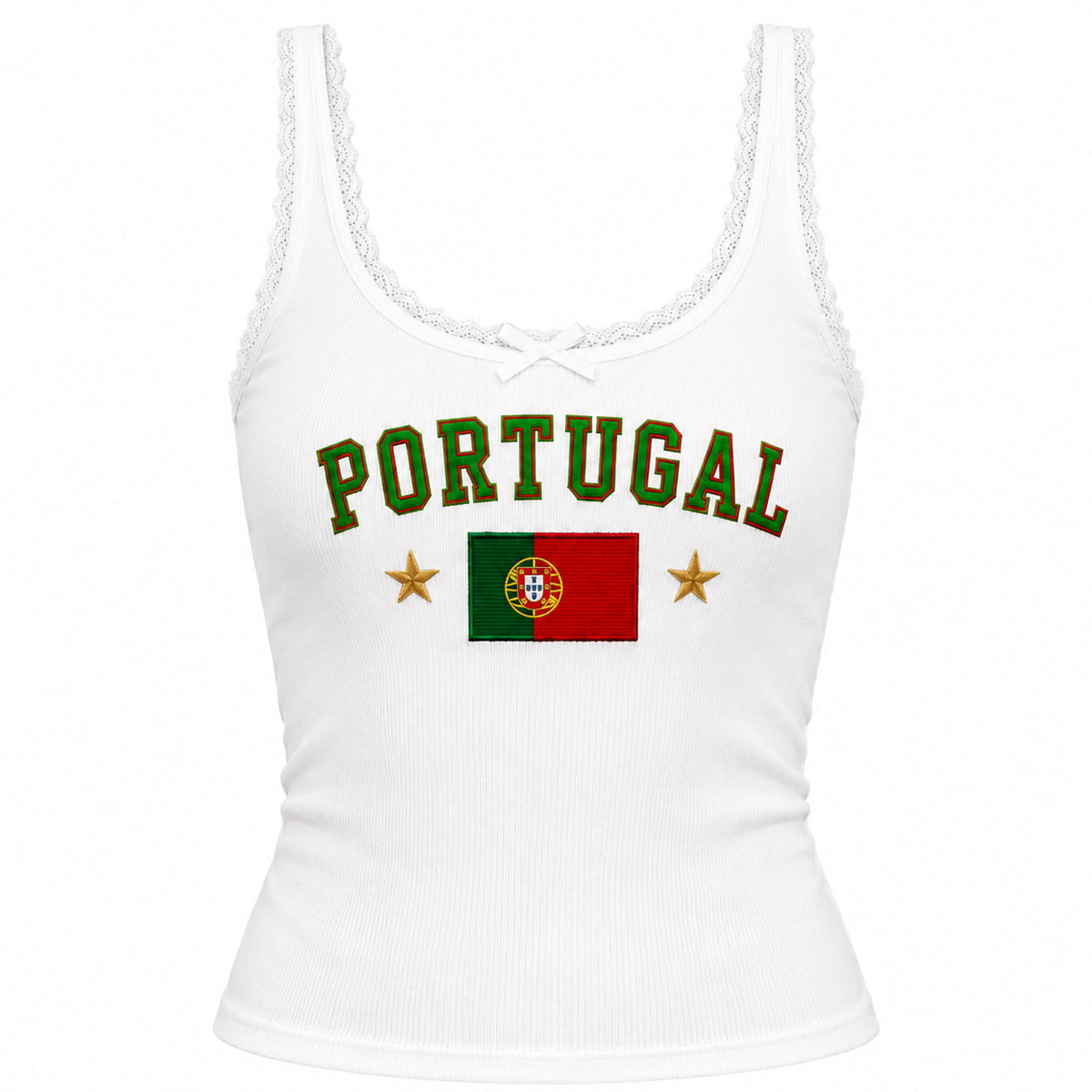 Embroidered Portugal World Cup 2026 Lace Tank Top