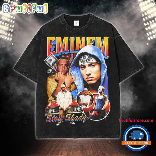 Eminem Slim Shady Rap Hiphop Graphics Design Unisex Mineral Wash T Shirt