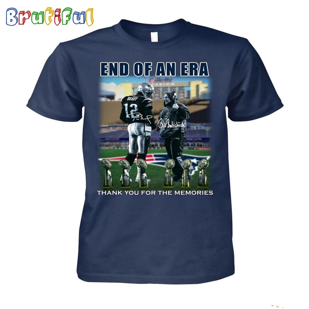End Of An Era Tom Brady And Bill Belichick Signatures Thank You For The Memories T-Shirt