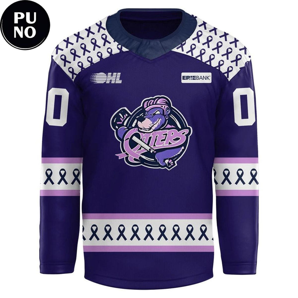 Erie Otters Hockey Fights Cancer 2026 Personalized Hockey Jersey