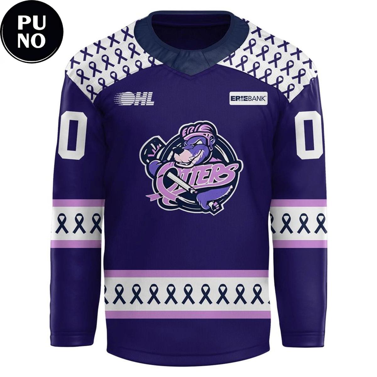 Erie Otters Hockey Fights Cancer 2026 Personalized Hockey Jersey