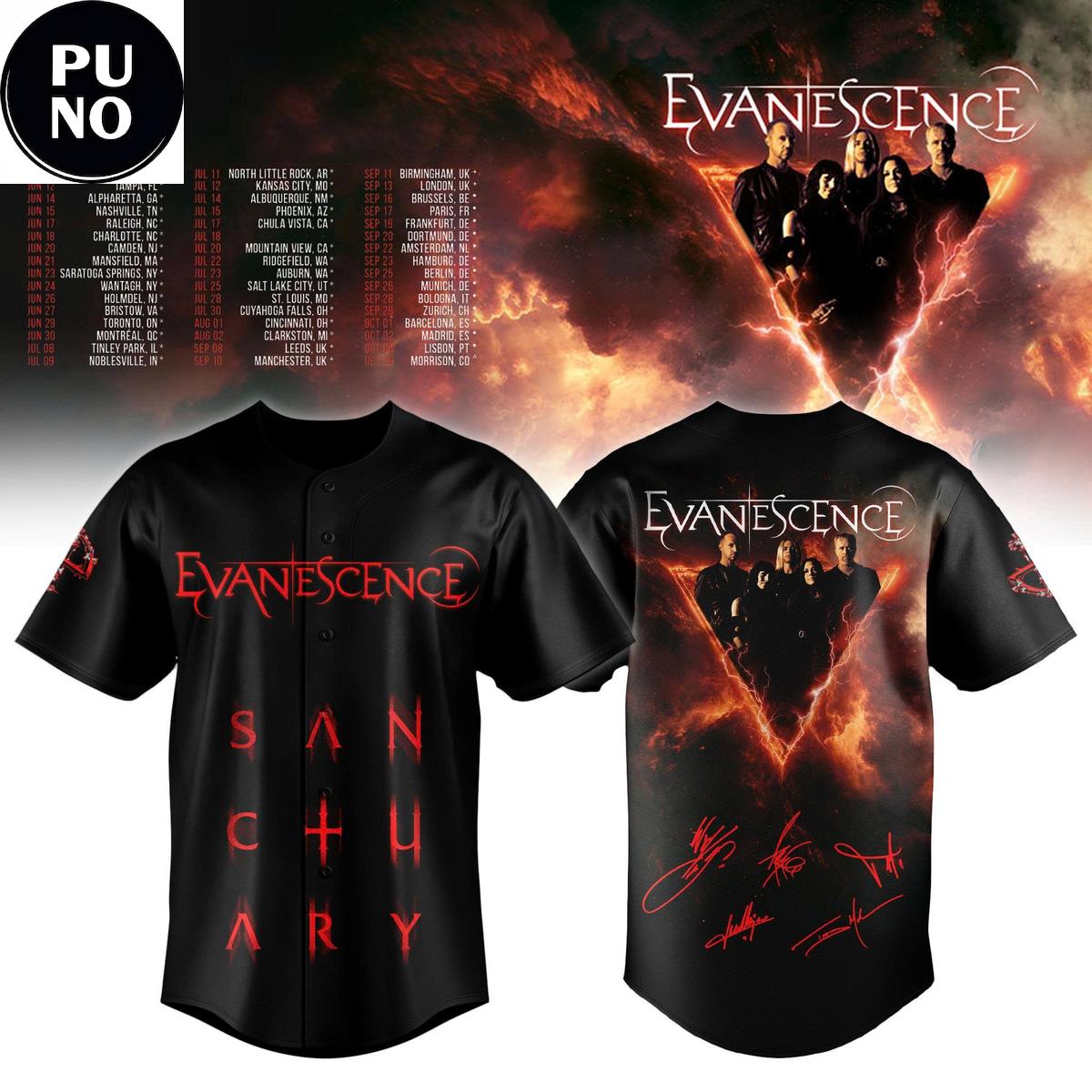 Evanescence World Tour 2026 Sanctuary Baseball Jersey