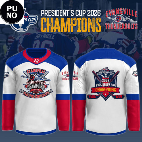 Evansville Thunderbolts President’s Cup Champions 2026 Hockey Jersey