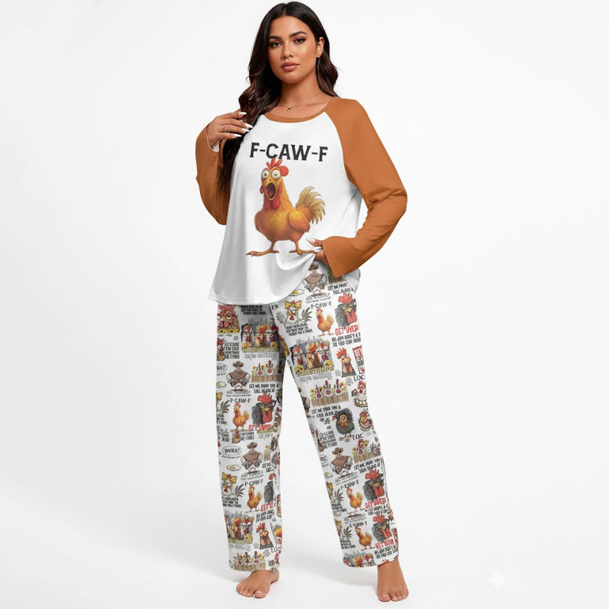 F-CAW-F Funny Chickens Raglan Lounge Pajamas