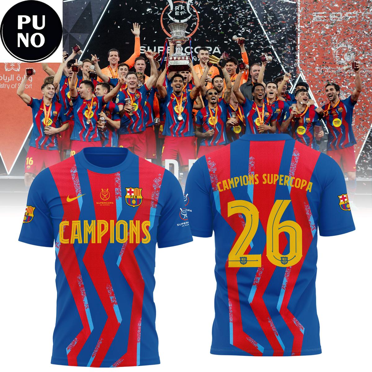 FC Barcelona ELS Campions Supercopa 2025_26 Personalized Hoodie T-Shirt