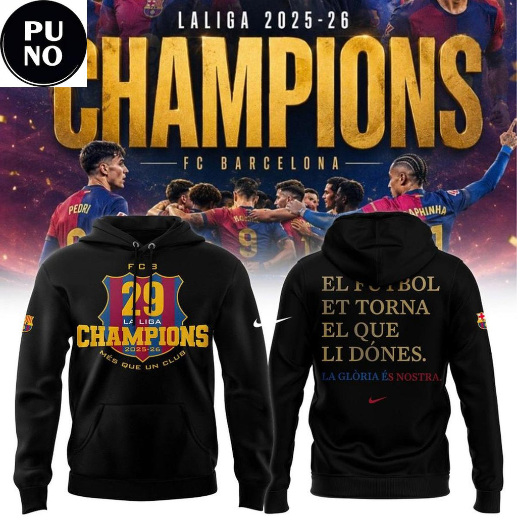 FC Barcelona La Liga 2025-26 Champions Hoodie T-Shirt