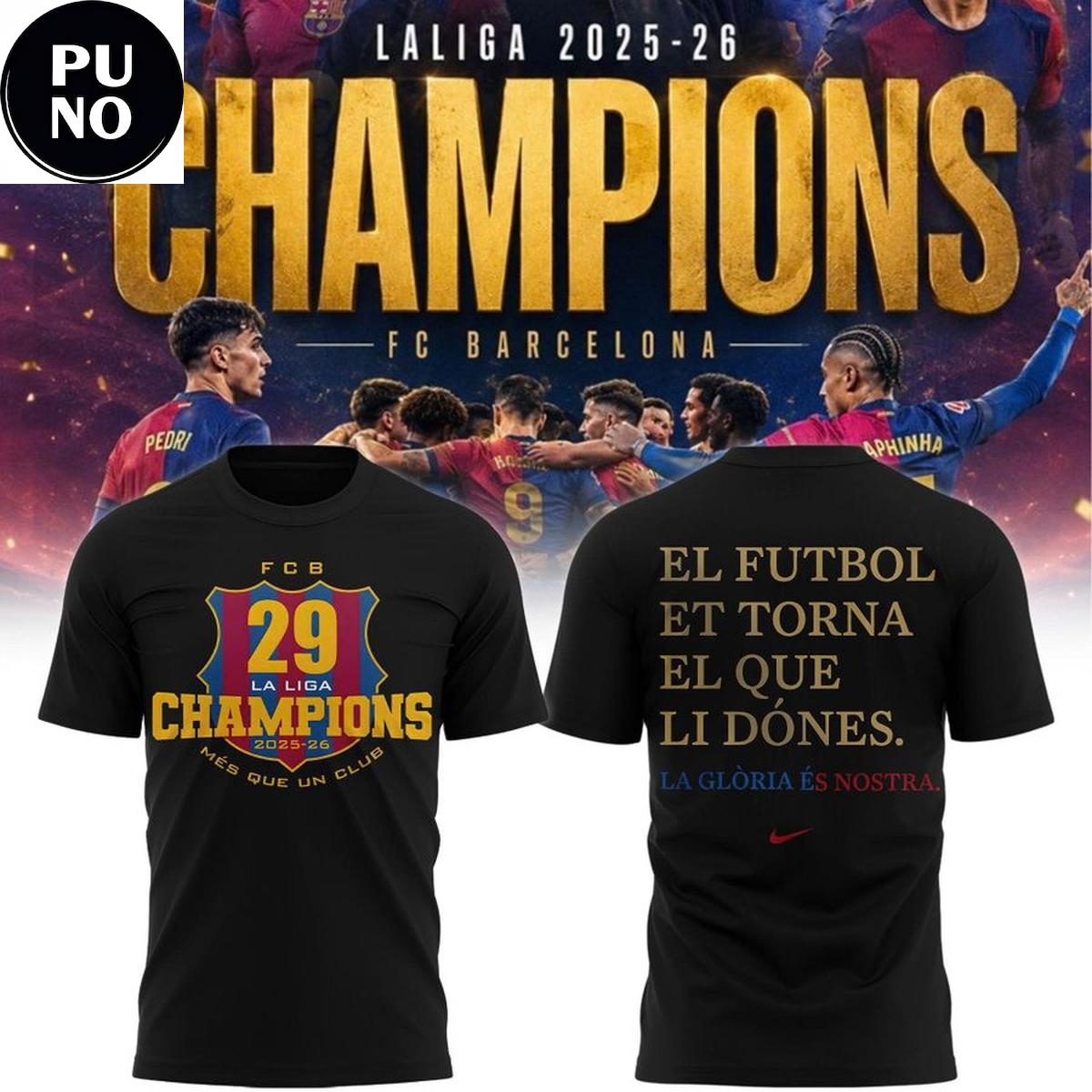 FC Barcelona La Liga 2025-26 Champions Hoodie T-Shirt