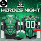Fayetteville Marksmen x Heroes Night 2026 Green Lantern Personalized Hockey Jersey