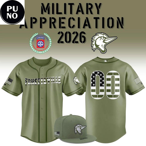 Fayetteville Woodpeckers 2026 Military Appreciation Night Personalized Baseball Jersey