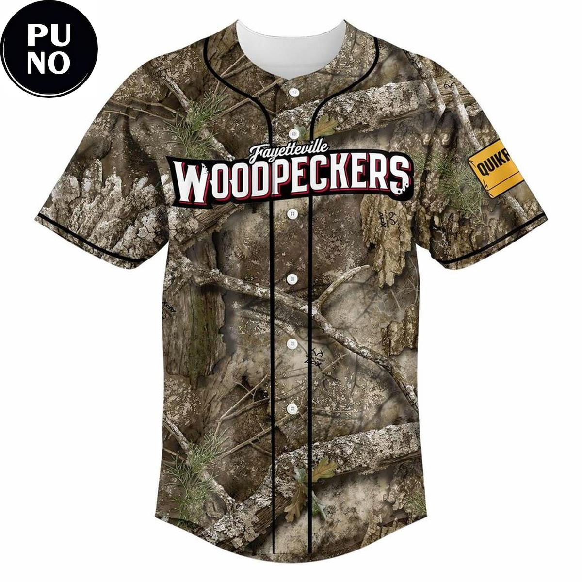 Fayetteville Woodpeckers Hunting and Fishing Night 2026 Personalized Baseball Jersey