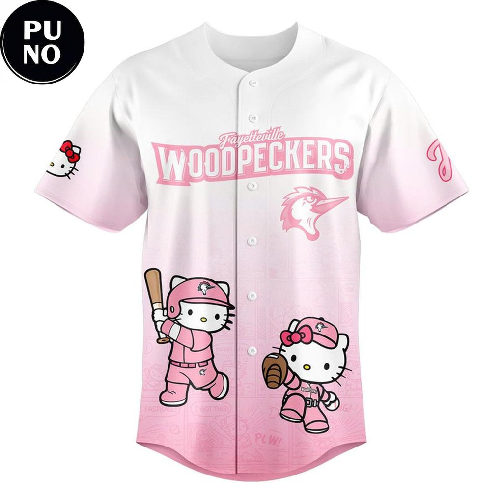 Fayetteville Woodpeckers x Hello Kitty 2026 Pink Personalized Baseball Jersey