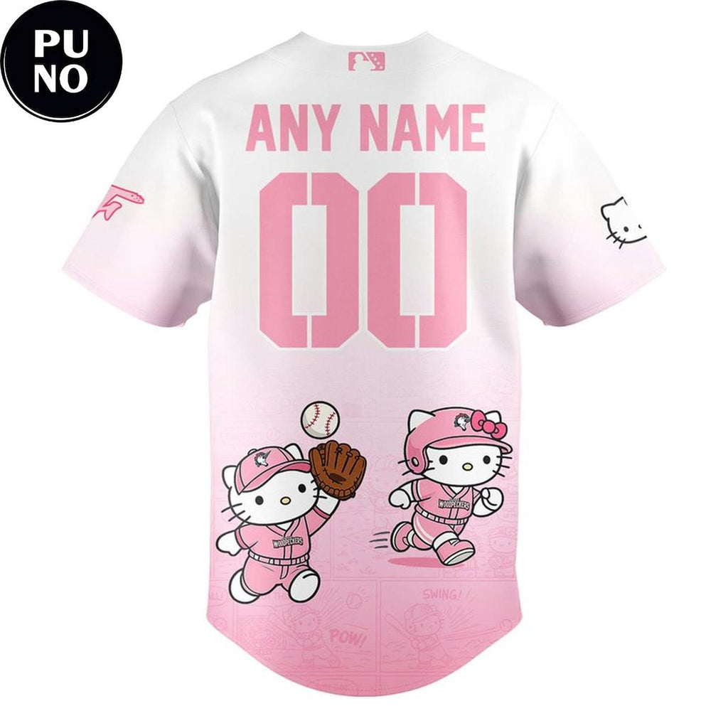 Fayetteville Woodpeckers x Hello Kitty 2026 Pink Personalized Baseball Jersey