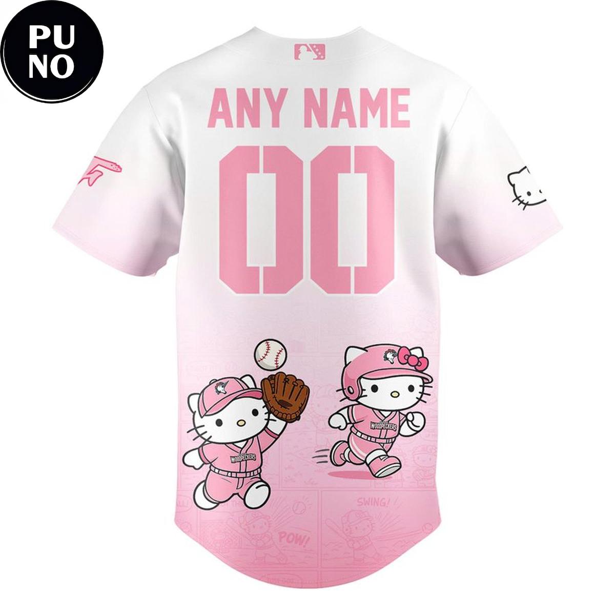 Fayetteville Woodpeckers x Hello Kitty 2026 Pink Personalized Baseball Jersey