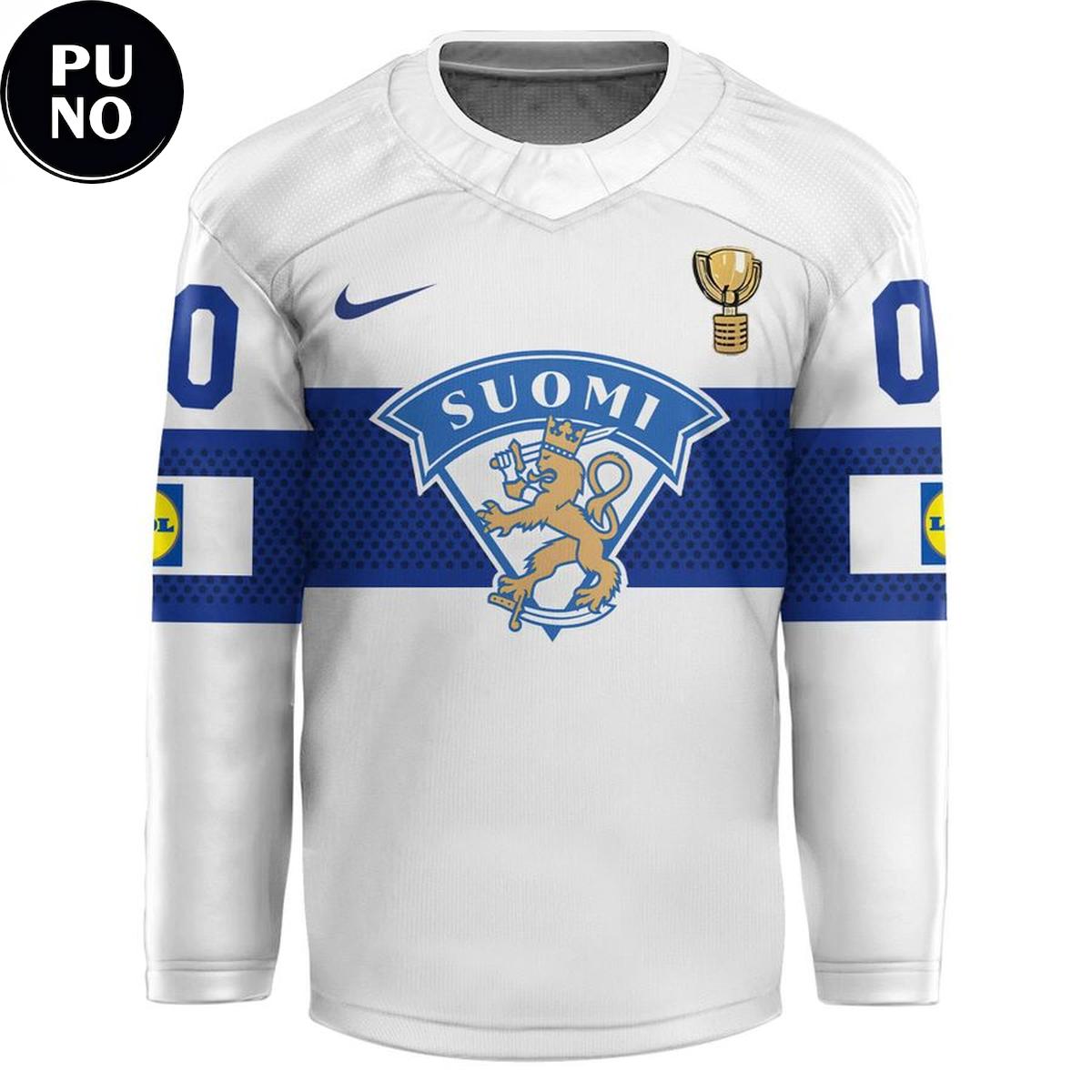 Finland National Team Leijonat 2026 IIHF World Champions Personalized Hockey Jersey