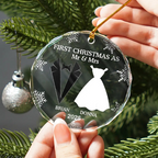 First Christmas As Married Couples - Personalized Heart Shaped Glass Ornament - Christmas Gift For Her/Him, Husband/Wife, Couples