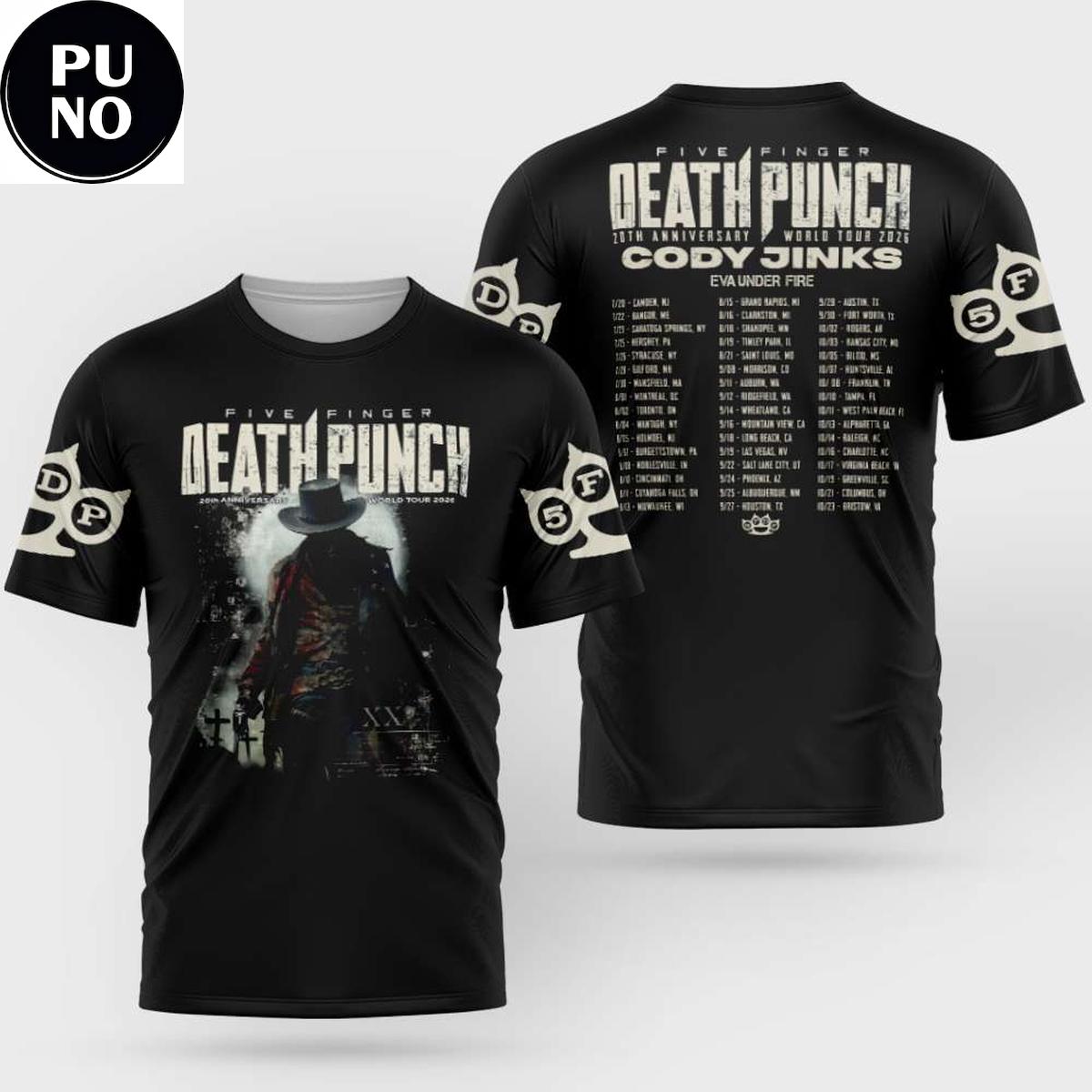 Five Finger Death Punch 20th Anniversary World Tour 2026 Hoodie Shirt