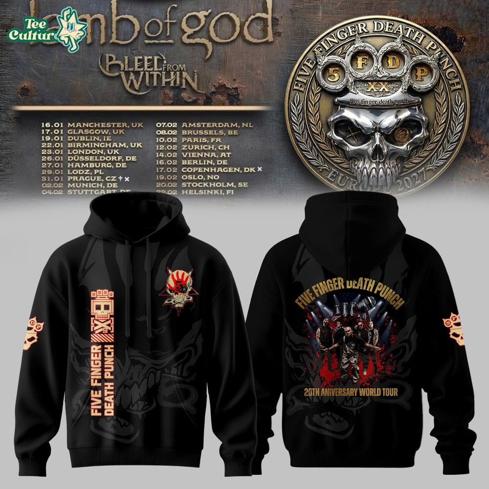 Five Finger Death Punch Golden Wreath Skull Hoodie Edition