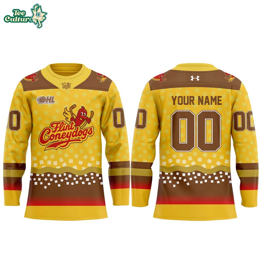 Flint Firebirds Coneydogs Uniform 2026 Hockey Jersey Custom Name, Number