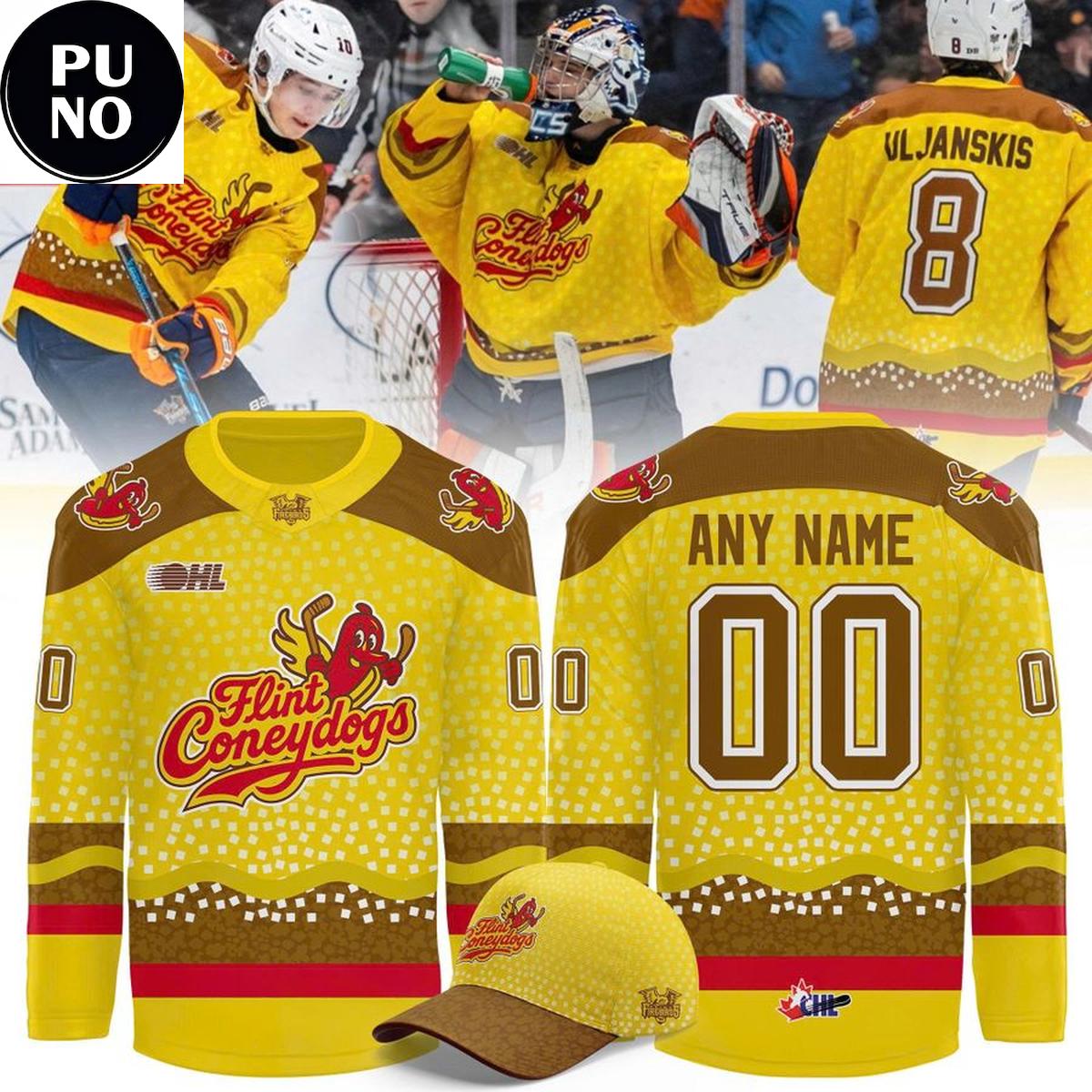 Flint Firebirds Flint Coneydogs 2026 OHL Personalized Hockey Jersey