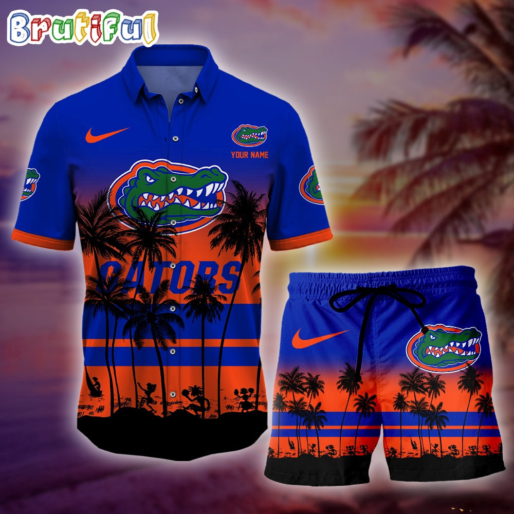 Florida Gators Palm Tree Summer Hawaiian Shirt, NCAA Sport Summer Hawaiian Set, Summer Beach Short