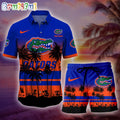 Florida Gators Palm Tree Summer Hawaiian Shirt, NCAA Sport Summer Hawaiian Set, Summer Beach Short