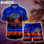 Florida Gators Palm Tree Summer Hawaiian Shirt, NCAA Sport Summer Hawaiian Set, Summer Beach Short