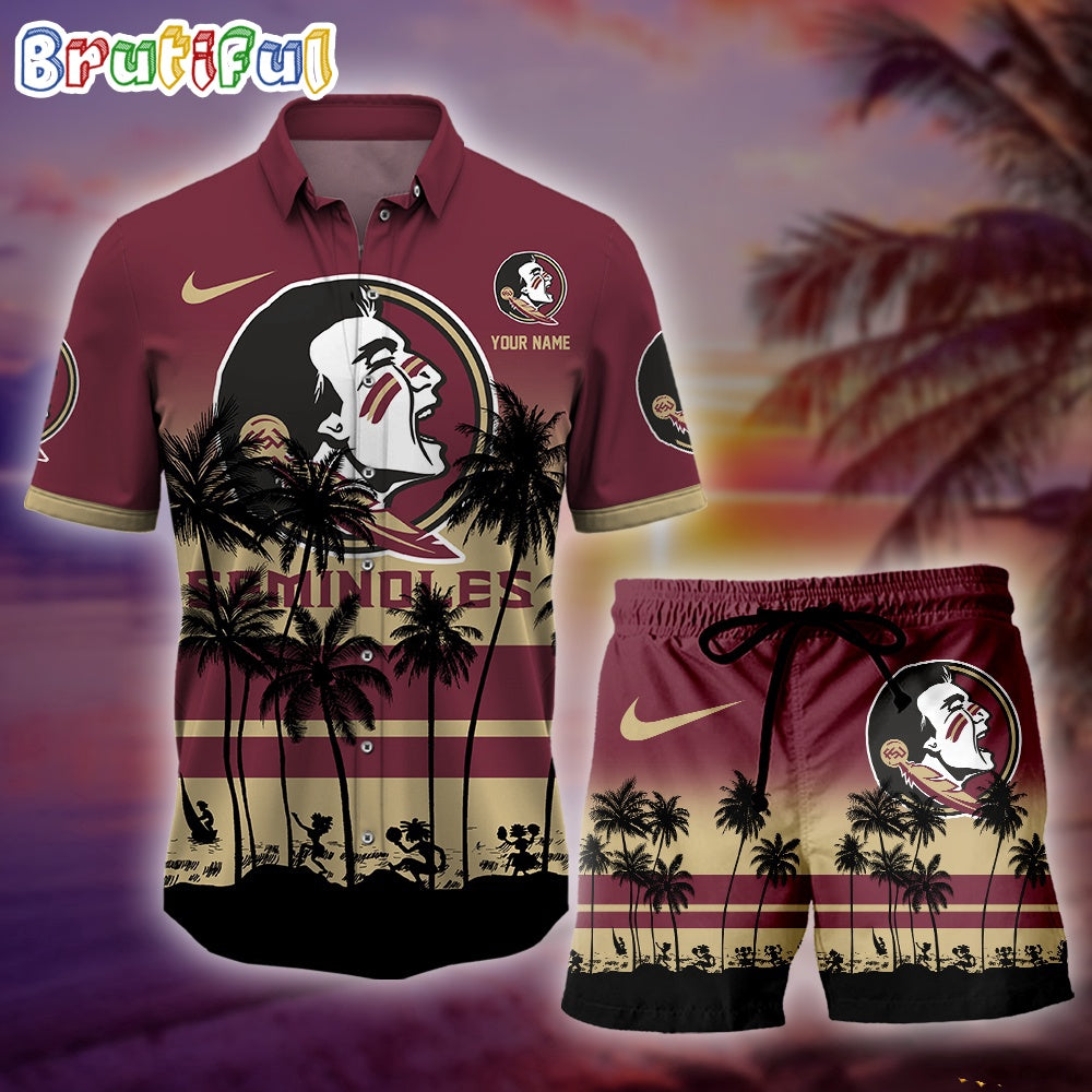 Florida State Seminoles Palm Tree Summer Hawaiian Shirt, NCAA Sport Summer Hawaiian Set, Summer Beach Short