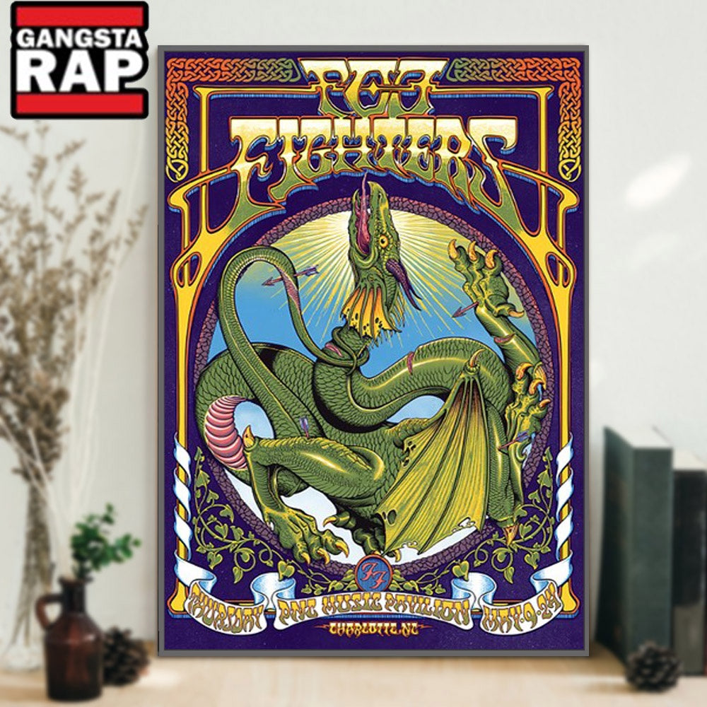 Foo Fighters Events In Charlotte, North Carolina 2024 Tour Poster Canvas Art