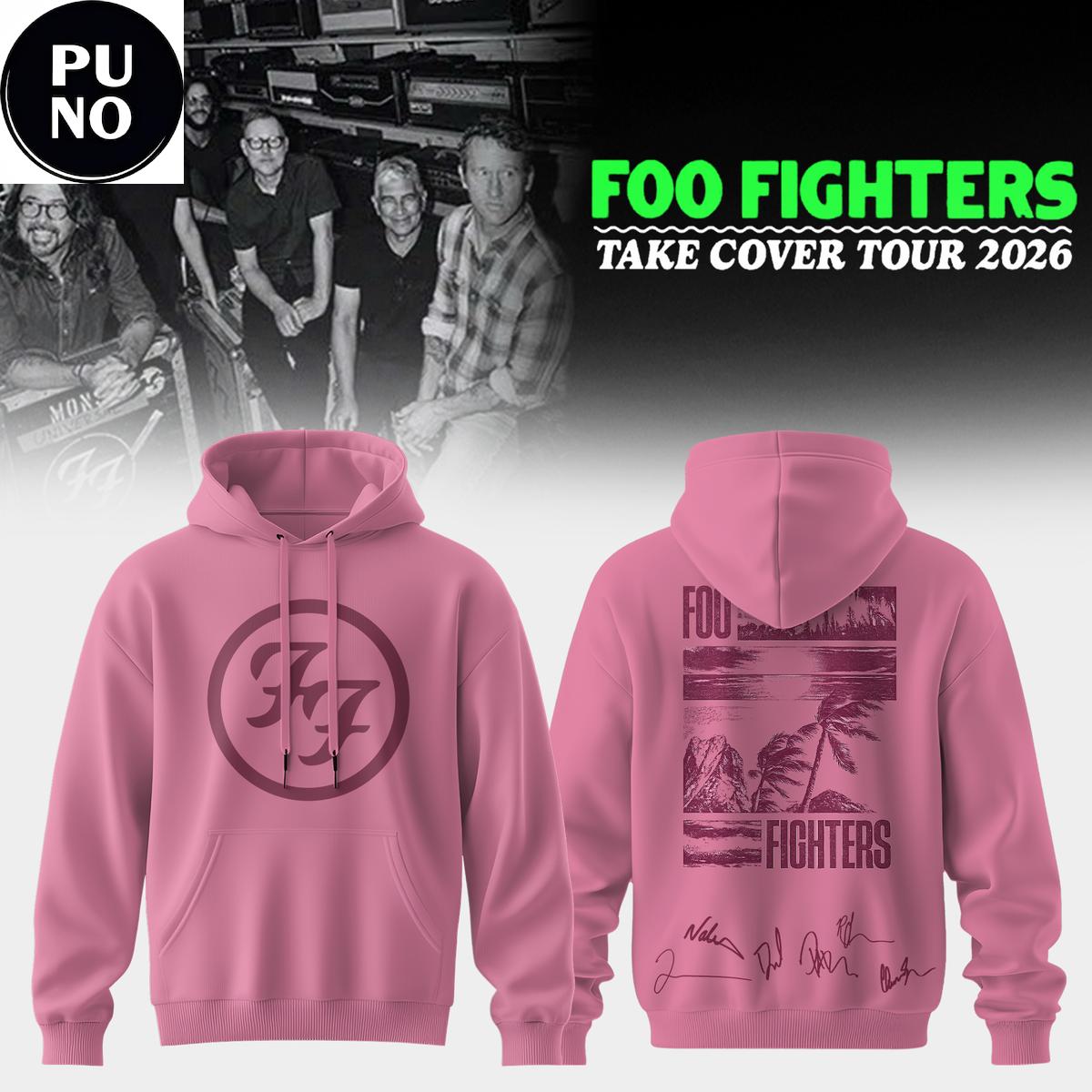 Foo Fighters Take Cover Tour 2026 Pink Hoodie