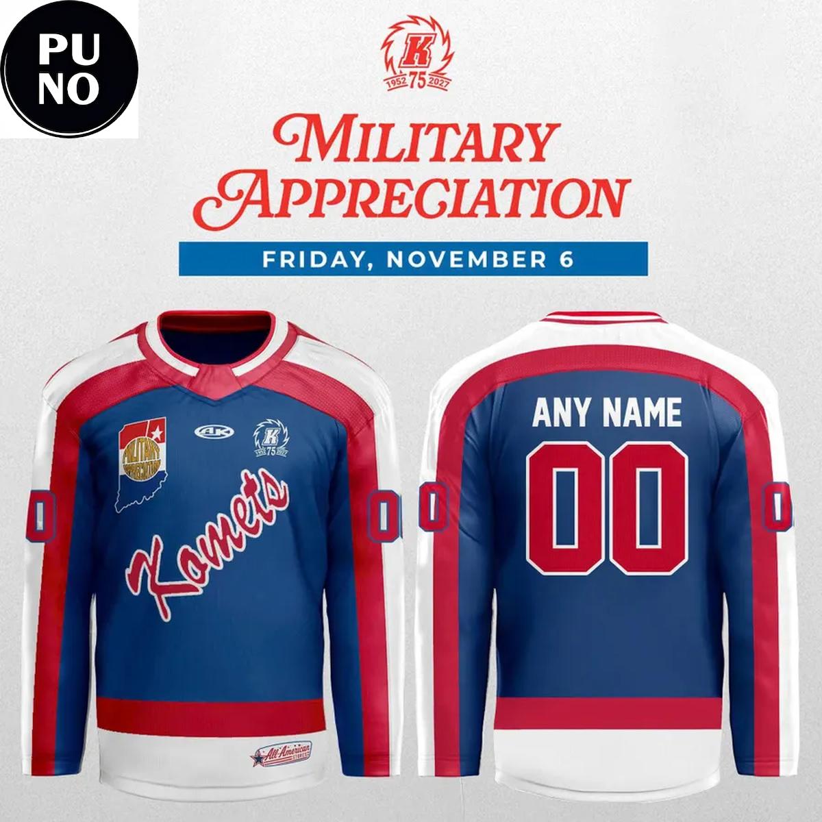 Fort Wayne Komets x Military Appreciation 2026 Personalized Hockey Jersey