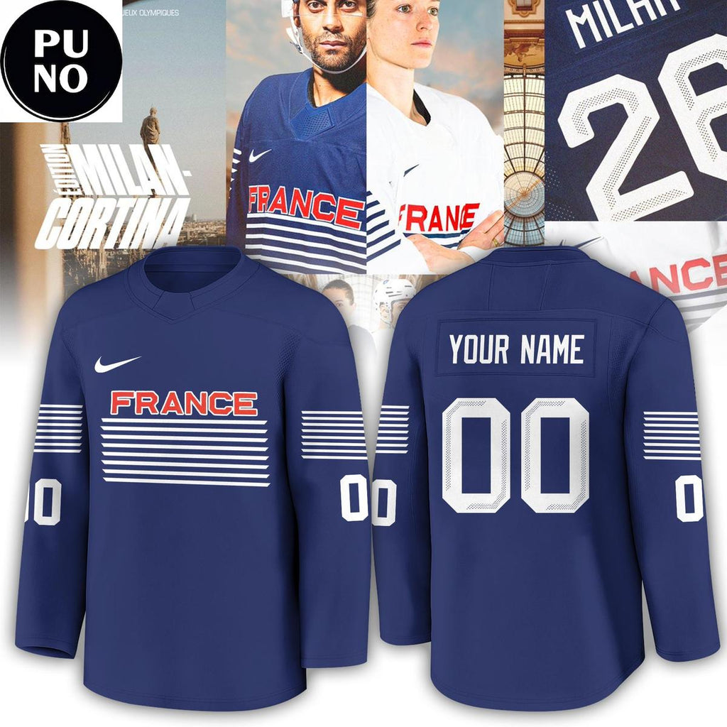 France Hockey Team 2026 Olympics Personalized Hockey Jersey