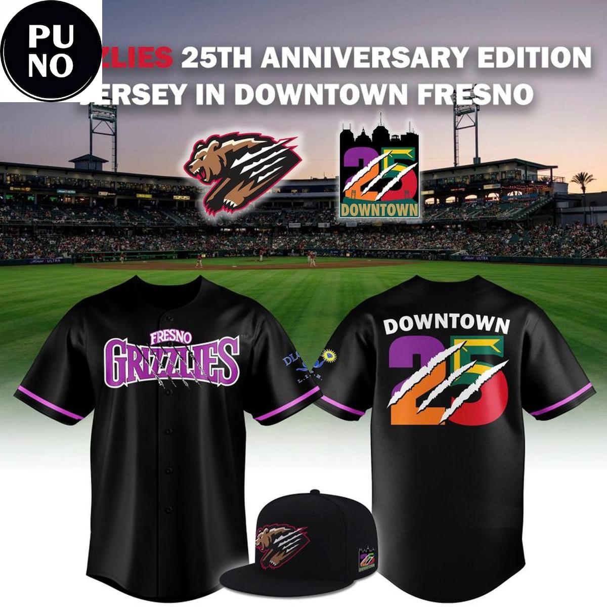 Fresno Grizzlies 25th Anniversary Downtown Baseball Jersey