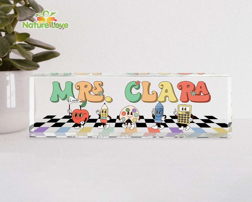 Funny School Supplies Personalized Teacher Desk Name Acrylic Plaque Back To School Gift
