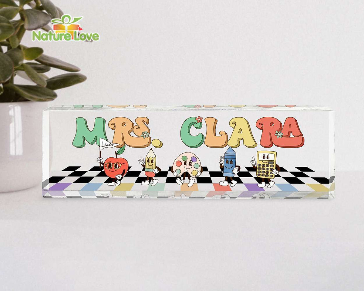 Funny School Supplies Personalized Teacher Desk Name Acrylic Plaque Back To School Gift