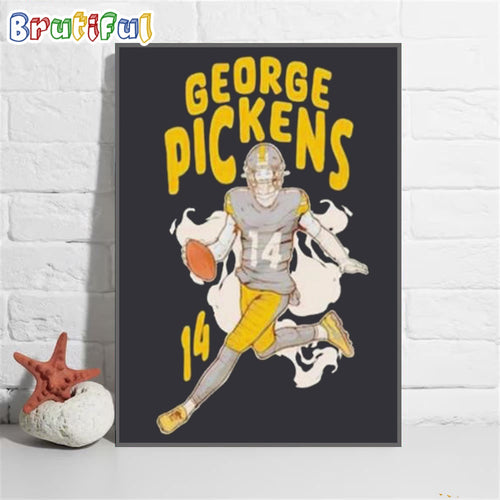 George Pickens Splash Pittsburgh Steelers Football Wall Art Poster Canvas