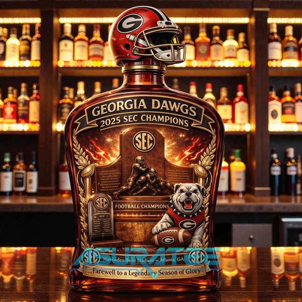 Georgia Bulldogs Football 2025 SEC Champions Whiskey Bottle