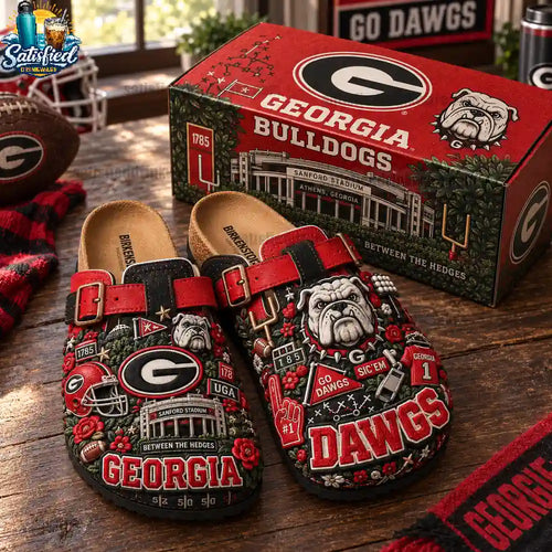 Georgia Bulldogs NCAA 3D Embossed Suede Clogs