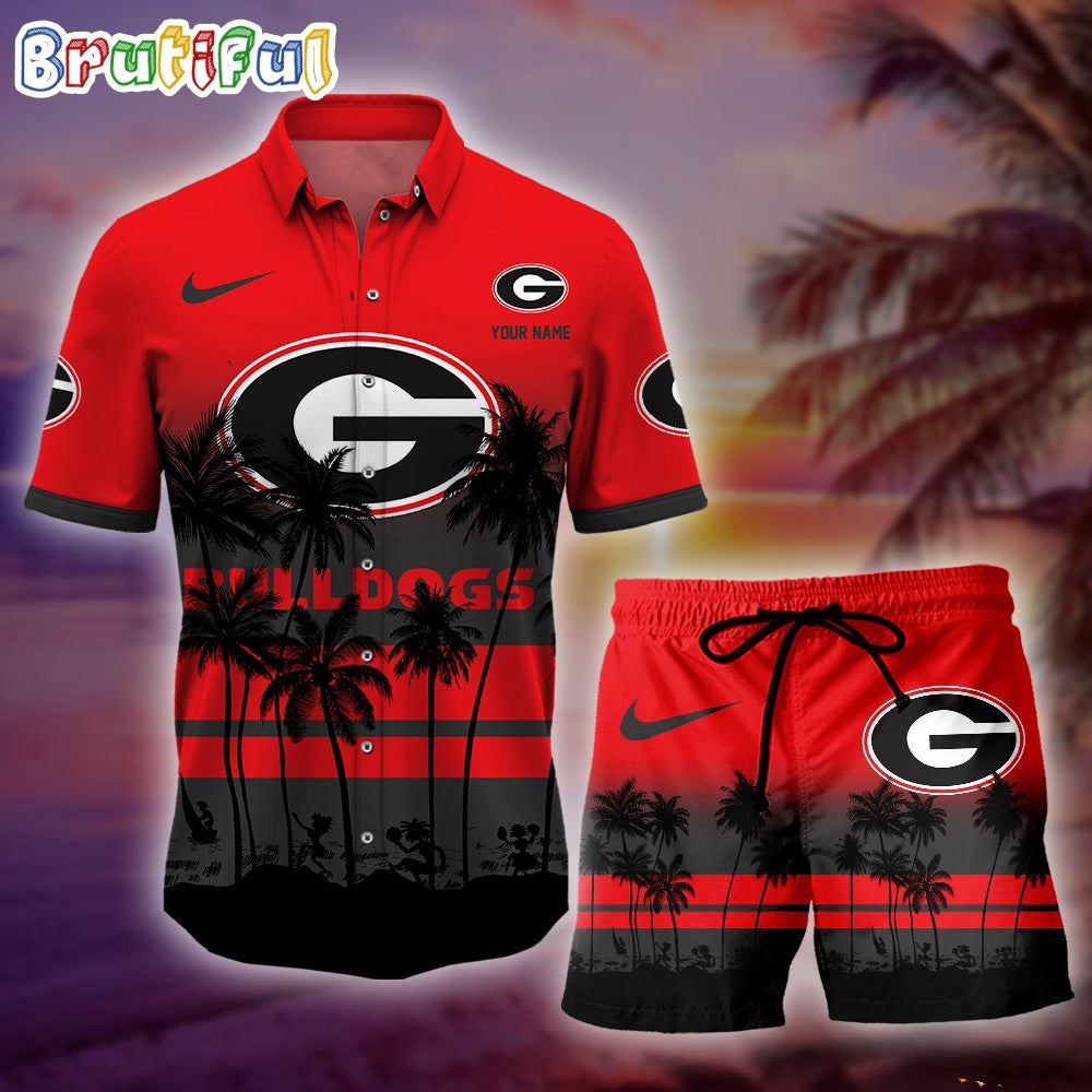 Georgia Bulldogs Palm Tree Summer Hawaiian Shirt, NCAA Sport Summer Hawaiian Set, Summer Beach Short