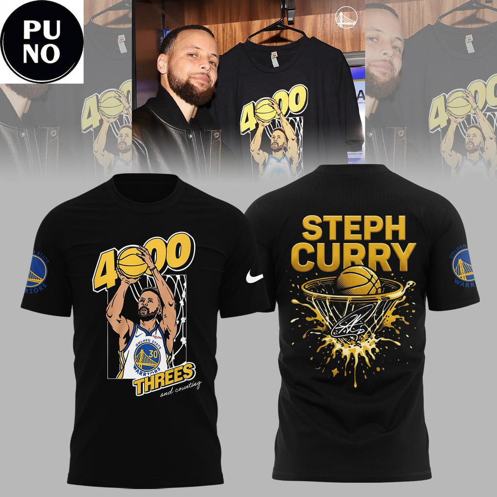Golden State Warriors Stephen Curry 4000 Threes Pointers And Counting 2026 Hoodie T-Shirt