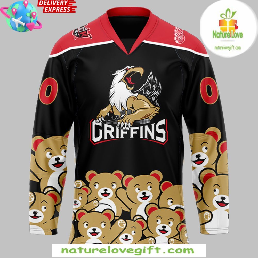 Grand Rapids Griffins Black Hockey Jersey Teddy Bear Special
