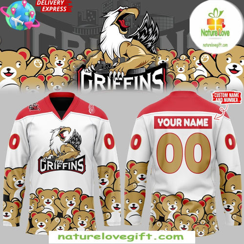 Grand Rapids Griffins White Hockey Jersey Teddy Bear Special