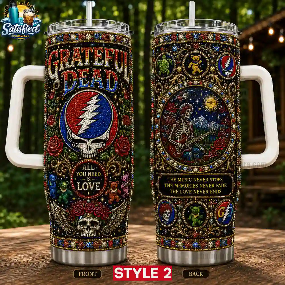 Grateful Dead Skull & Roses 40oz With Handle Tumbler