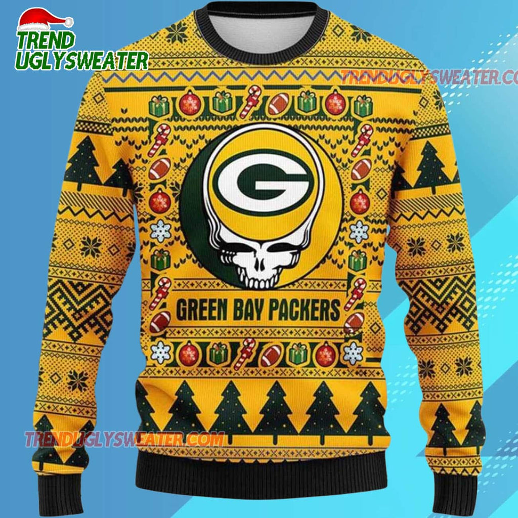 Grateful Dead X Nfl Green Bay Packers Stealie Logo Ugly Christmas Sweater
