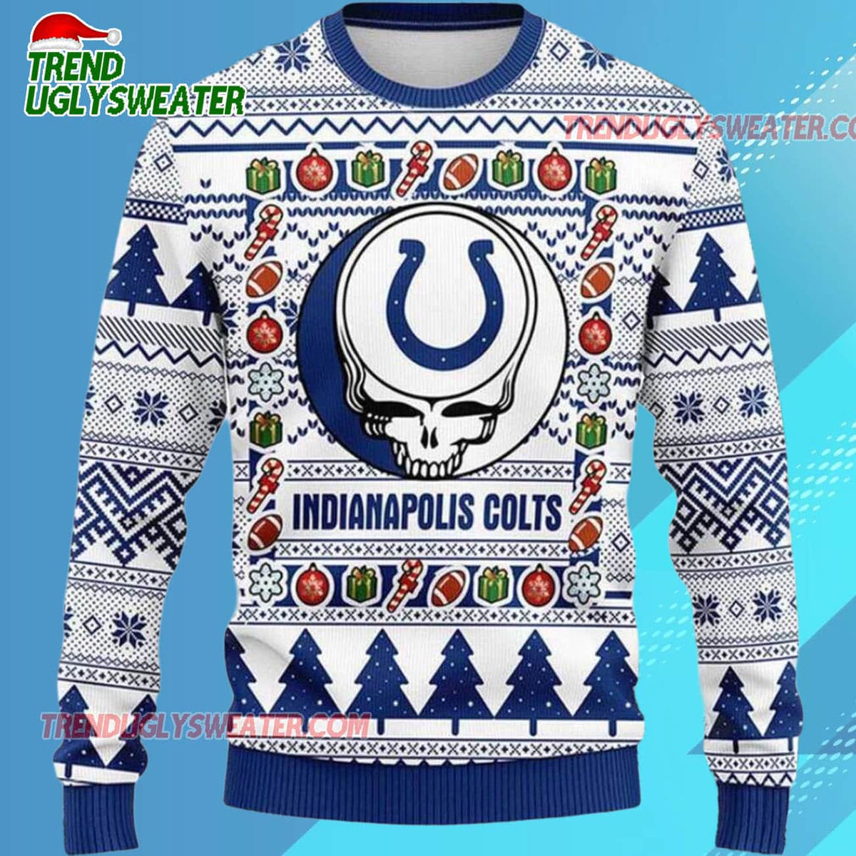Grateful Dead X Nfl Indianapolis Colts Stealie Logo Ugly Christmas Sweater