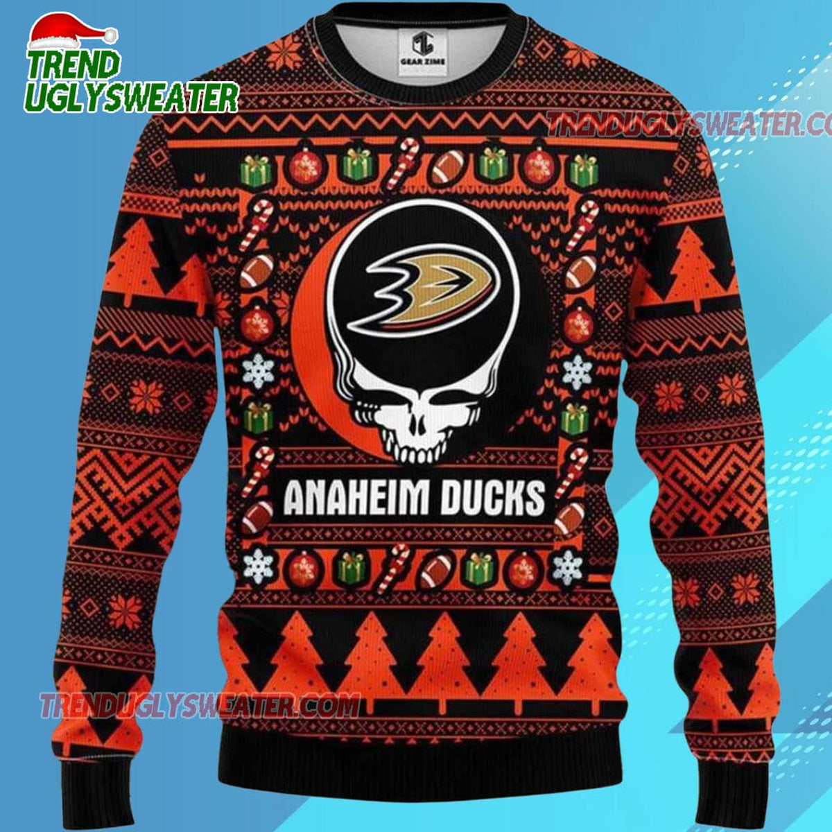 Grateful Dead X Nhl Anaheim Ducks Stealie Logo Ugly Christmas Sweater