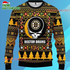 Grateful Dead X Nhl Boston Bruins Stealie Logo Ugly Christmas Sweater