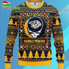 Grateful Dead X Nhl Nashville Predators Stealie Logo Ugly Christmas Sweater
