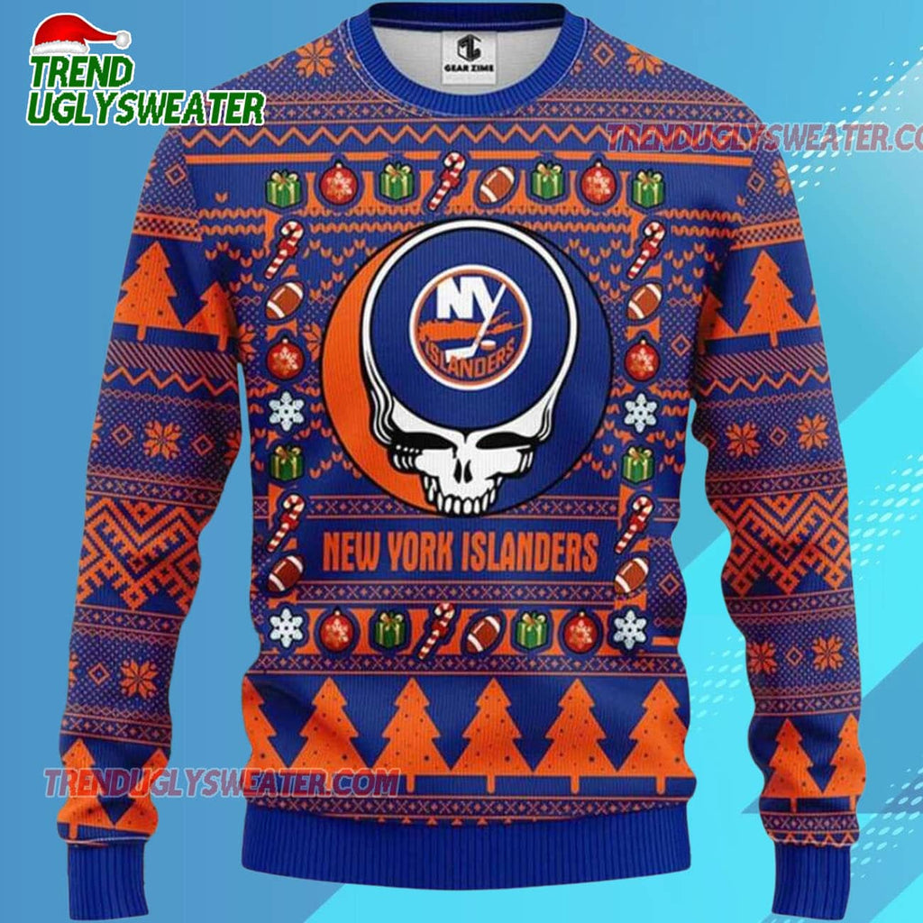 Grateful Dead X Nhl New York Islanders Stealie Logo Ugly Christmas Sweater