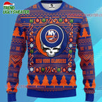 Grateful Dead X Nhl New York Islanders Stealie Logo Ugly Christmas Sweater