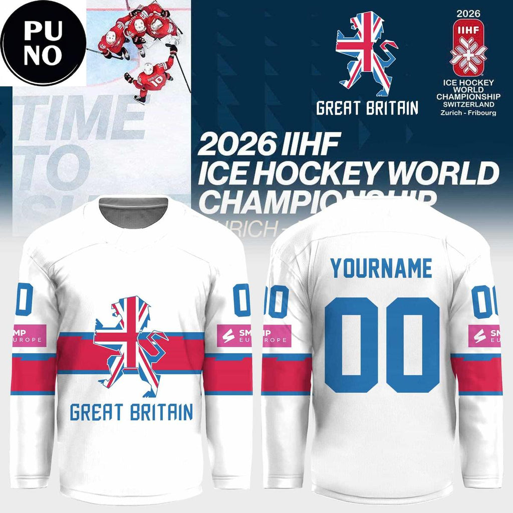 Great Britain 2026 IIHF Ice Hockey World Championship Personalized Hockey Jersey